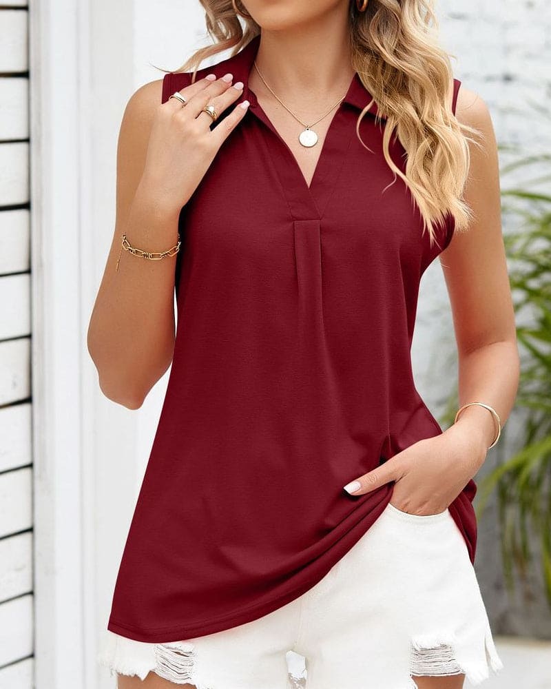Women's Sleeveless Chiffon Blouse with Relaxed Cut