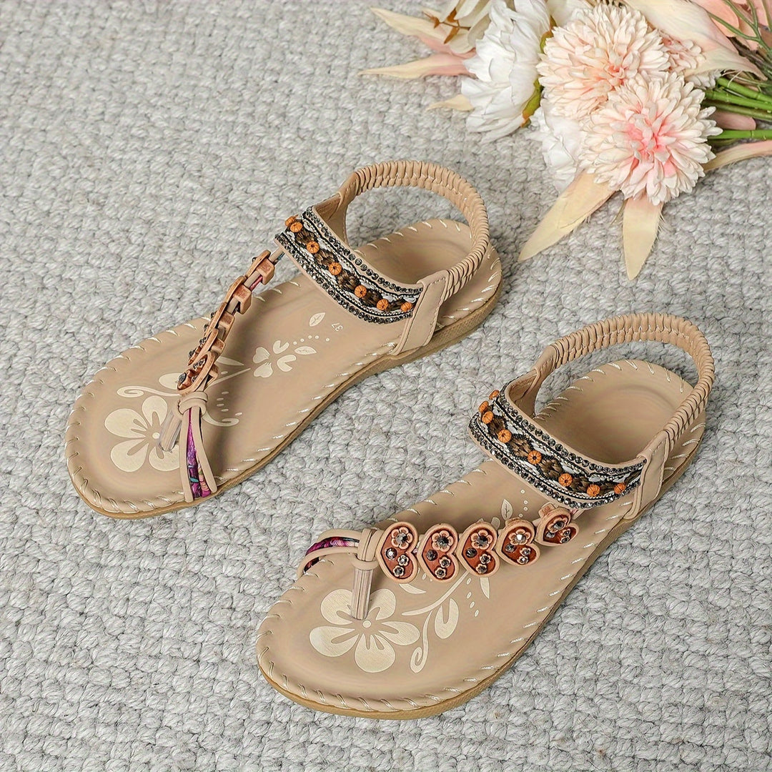 Open-Toe Flat Sandals with Cushioned Sole for Women