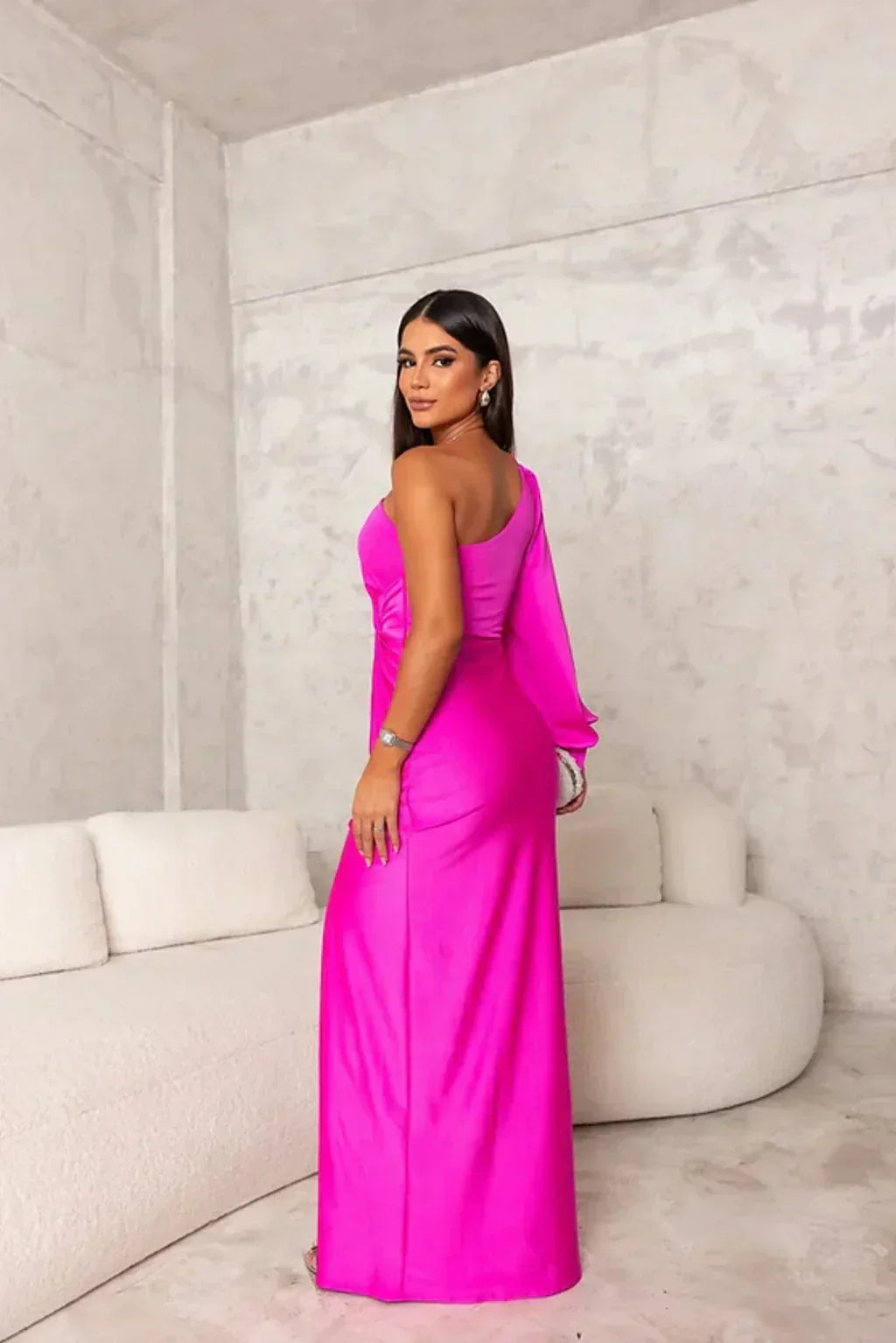 Women's Sleeveless Evening Gown with Thigh-High Split