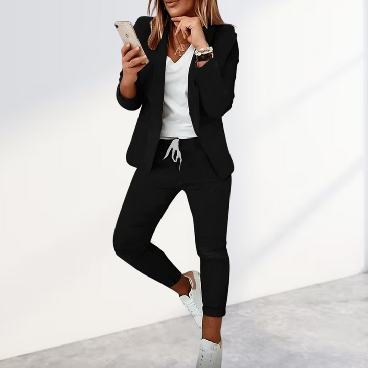 Women's Refined Blazer and Trouser Two-Piece Set