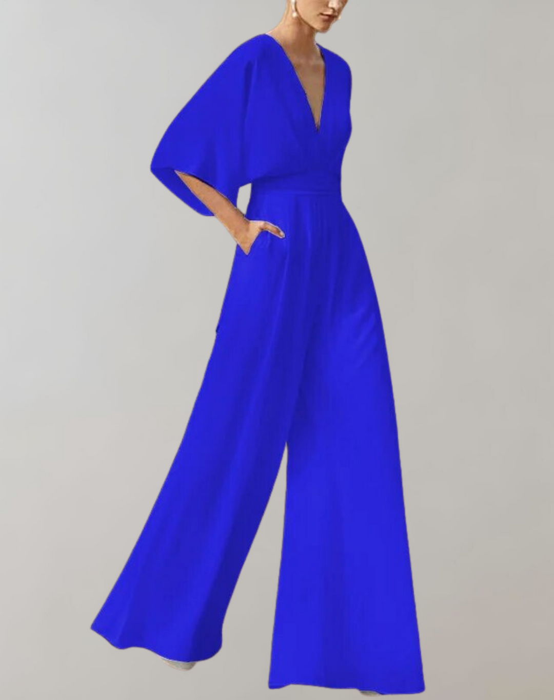 Women's Wide-Leg Evening Jumpsuit with Sleeveless V-Neck