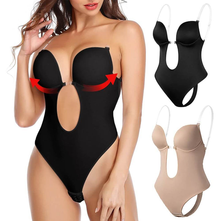 Seamless Plunge Body Shaper with Deep-V Backless Design
