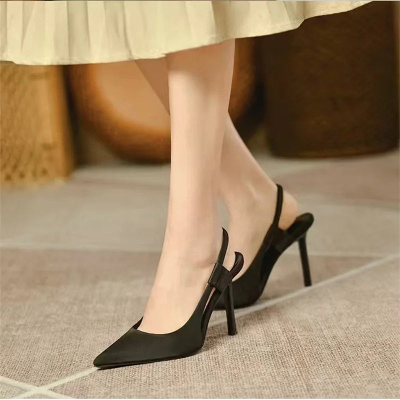 Refined Pointed-Toe Slingback Pumps