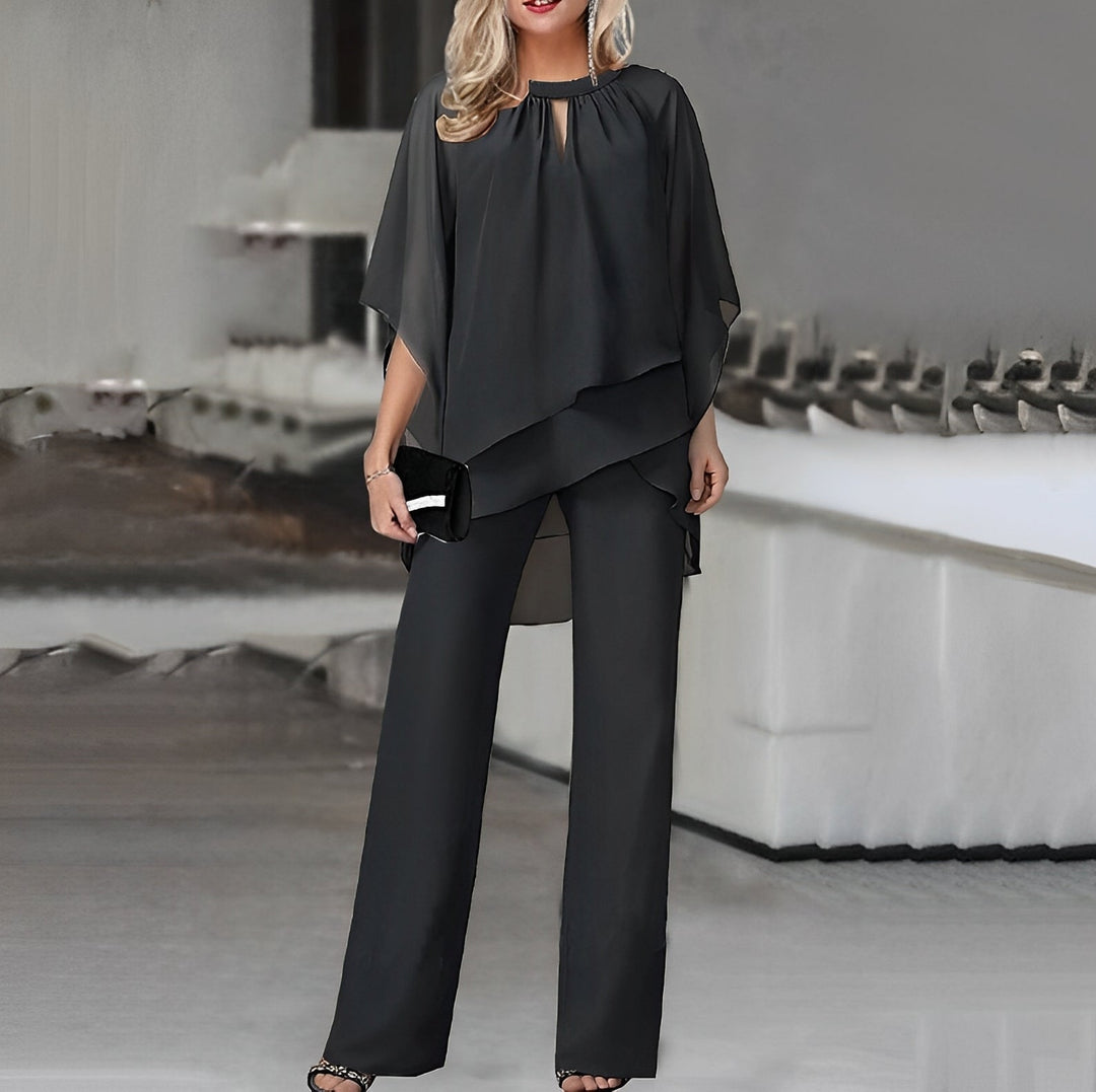 Women's Asymmetric-Top Two-Piece Jumpsuit Set
