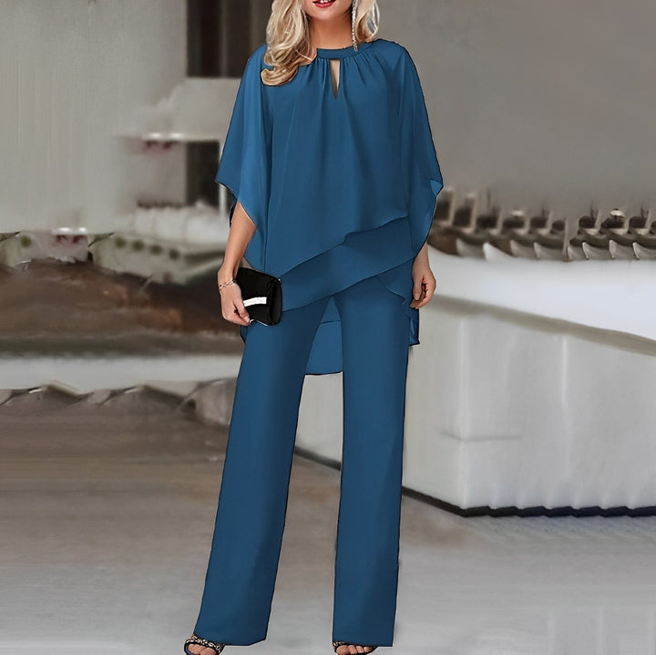Women's Asymmetric-Top Two-Piece Jumpsuit Set