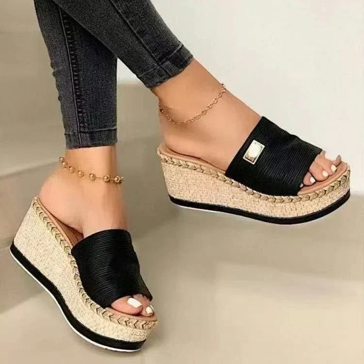 Women's Platform Sandals with Braided Jute Sole