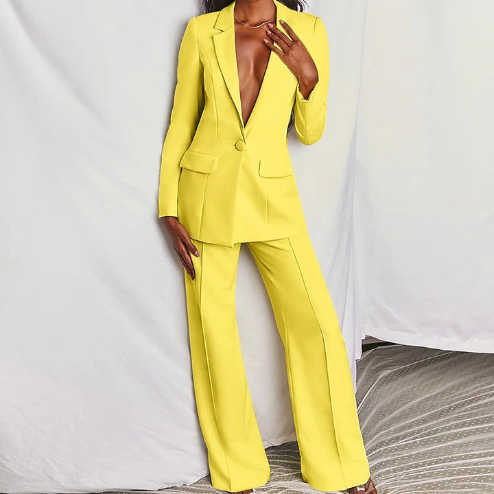 Women's Slim-Fit Single-Breasted Blazer with Matching Trousers