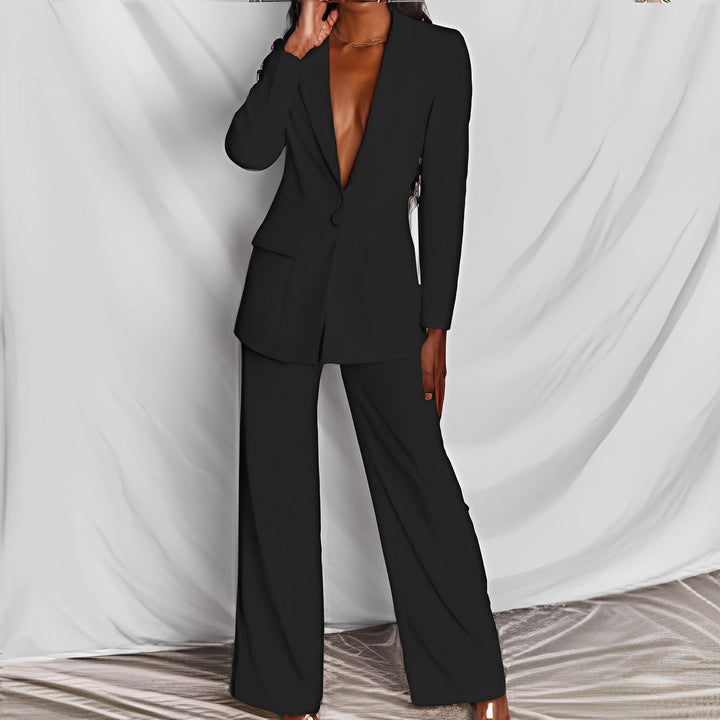 Women's Slim-Fit Single-Breasted Blazer with Matching Trousers