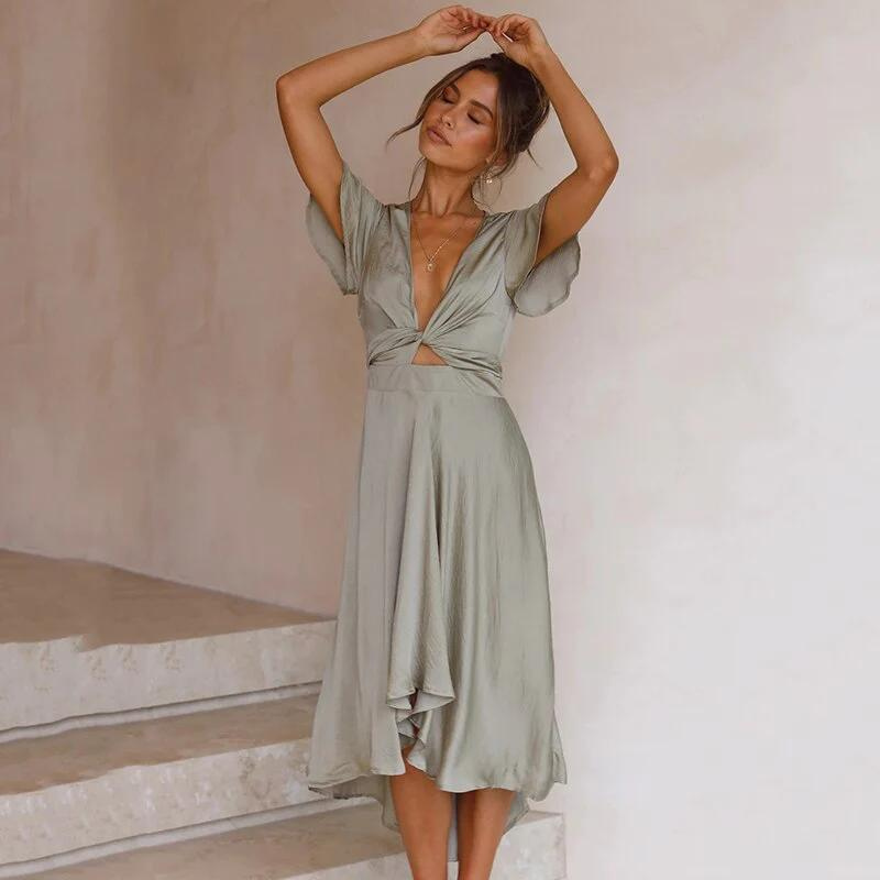 Women's Loose Fit Casual Flowy Summer Midi Dress