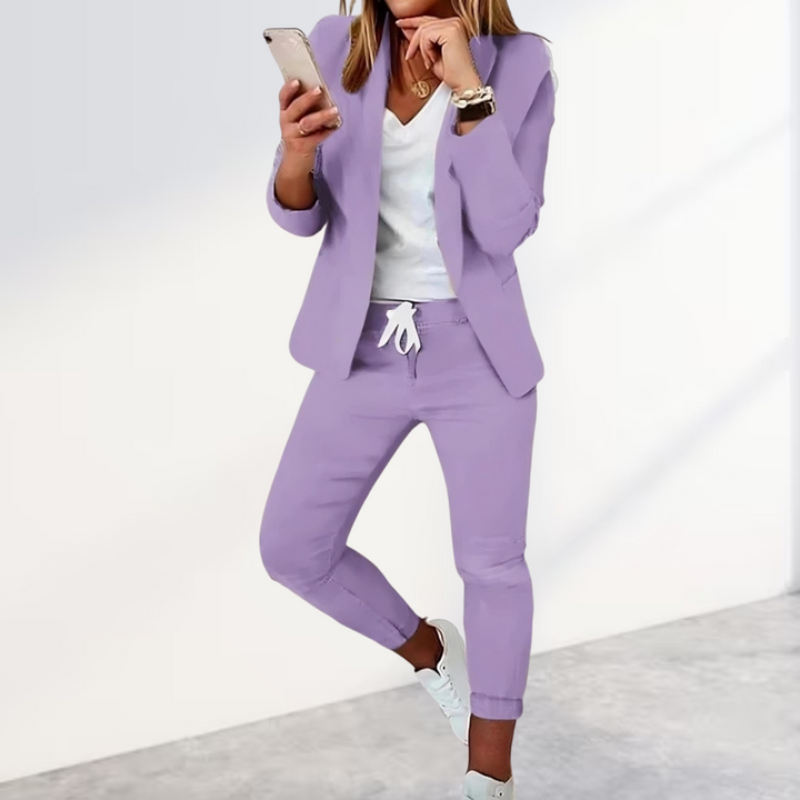 Women's Refined Blazer and Trouser Two-Piece Set