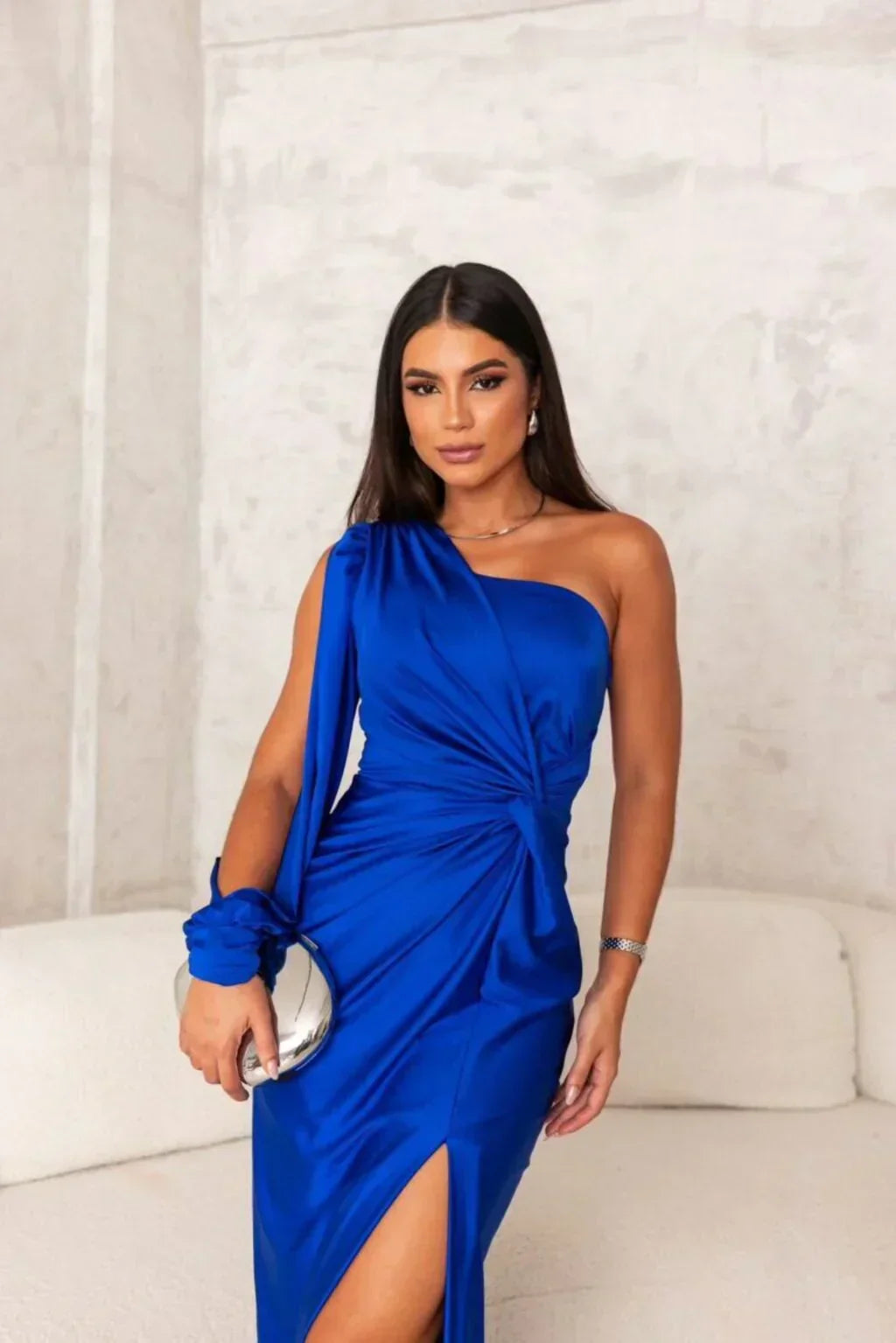 Women's Sleeveless Evening Gown with Thigh-High Split