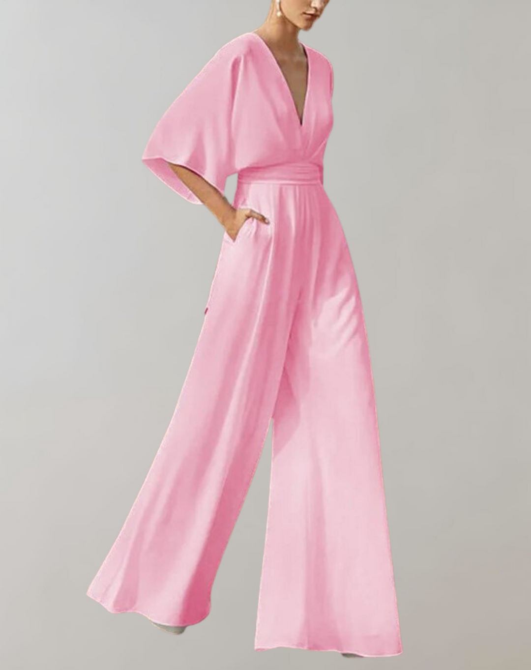 Women's Wide-Leg Evening Jumpsuit with Sleeveless V-Neck