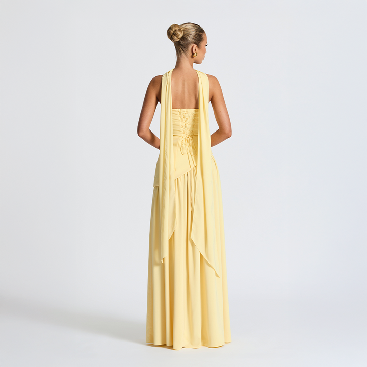 Strapless Dress with Asymmetric Hem and High Slit