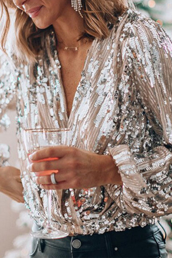Women's Long Sleeve Blouse with V-Neckline