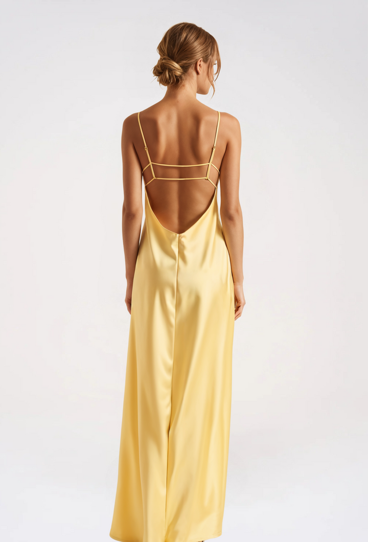 Satin-Look Maxi Dress with Delicate Thin Straps