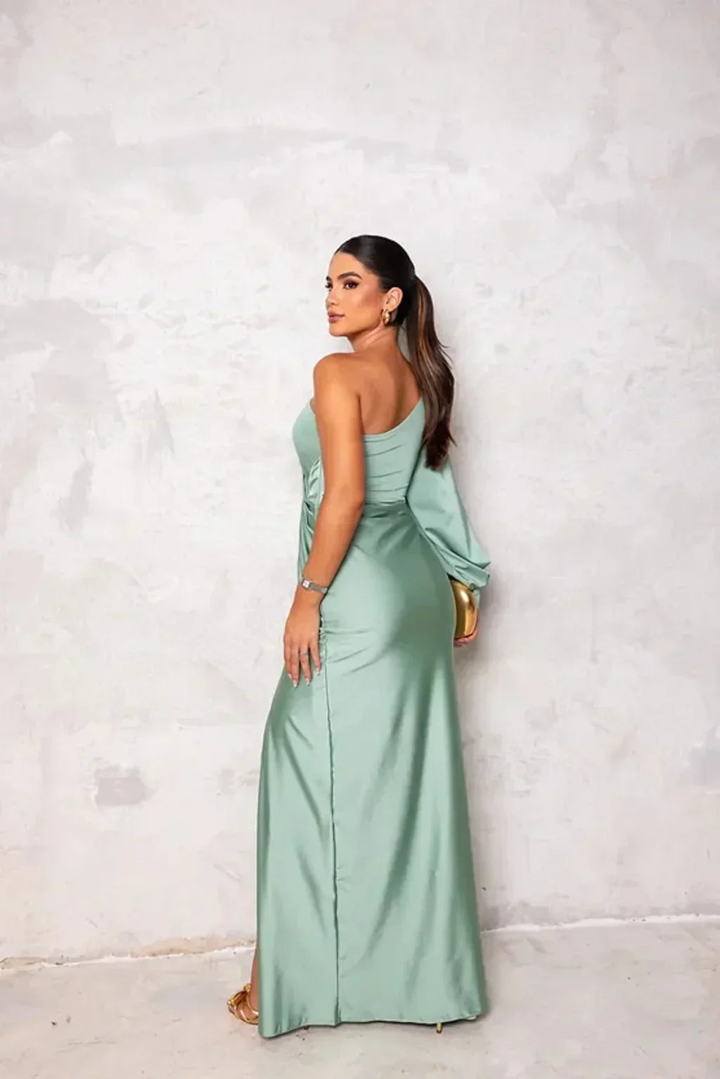 Women's Sleeveless Evening Gown with Thigh-High Split