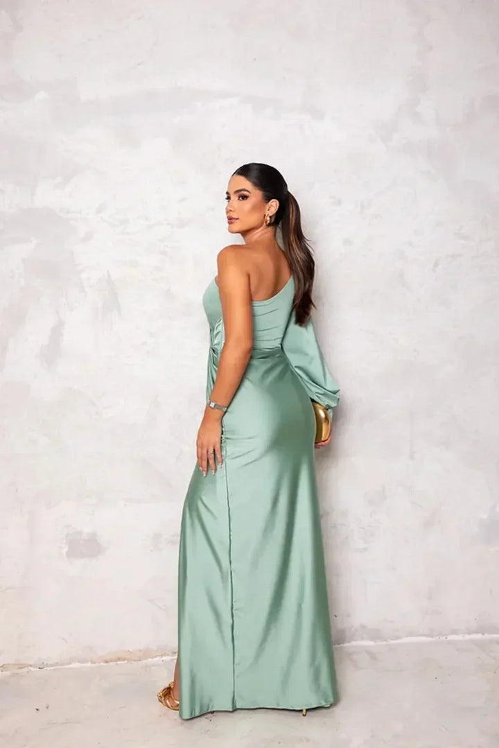 Women's Sleeveless Evening Gown with Thigh-High Split