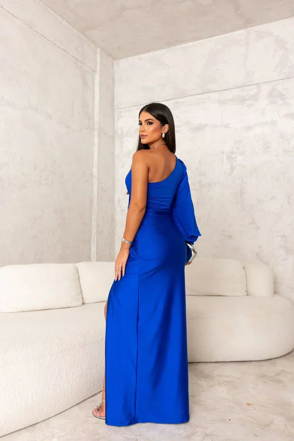 Women's Sleeveless Evening Gown with Thigh-High Split