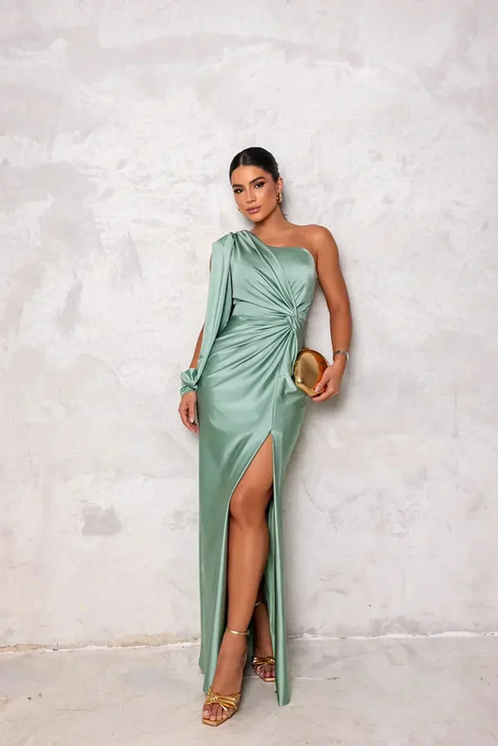 Women's Sleeveless Evening Gown with Thigh-High Split