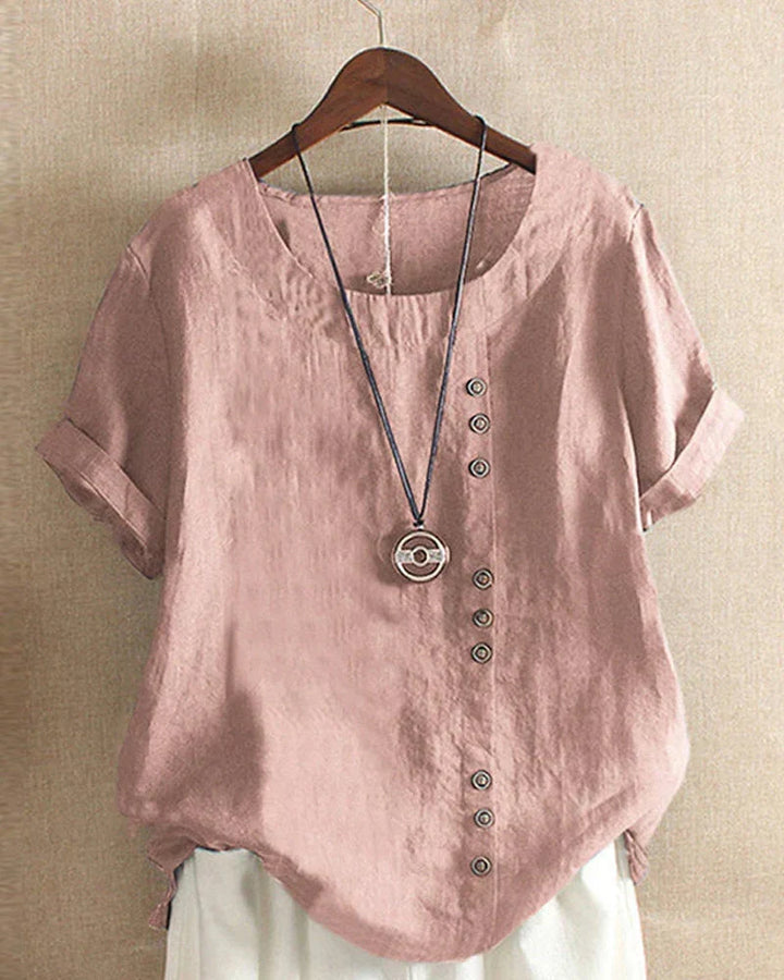 Women's Linen Blouse with Button-Up Front