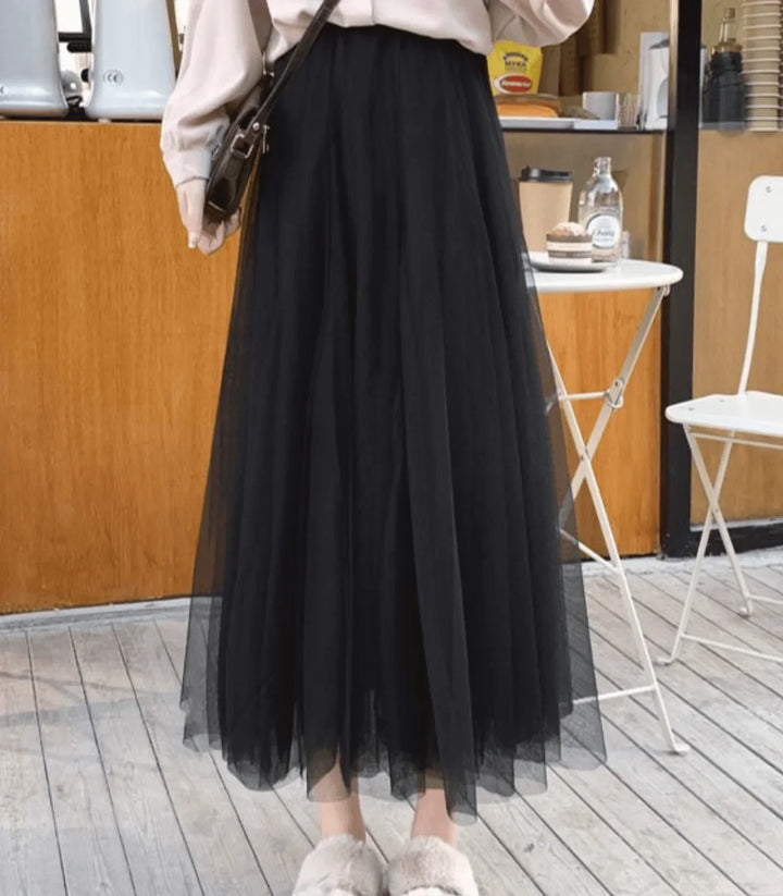Women's Layered Tulle Midi Skirt
