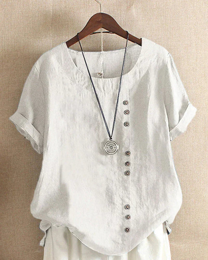 Women's Linen Blouse with Button-Up Front