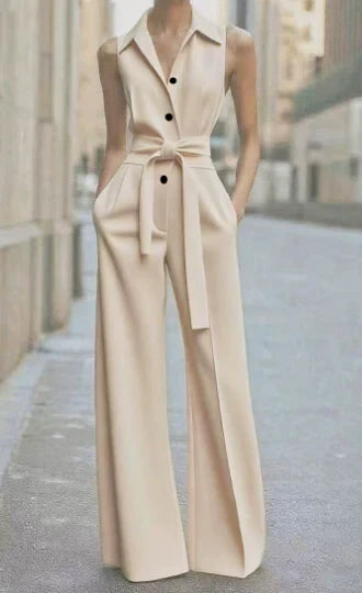 Women's Sleeveless Wide-Leg Jumpsuit with a Relaxed Fit