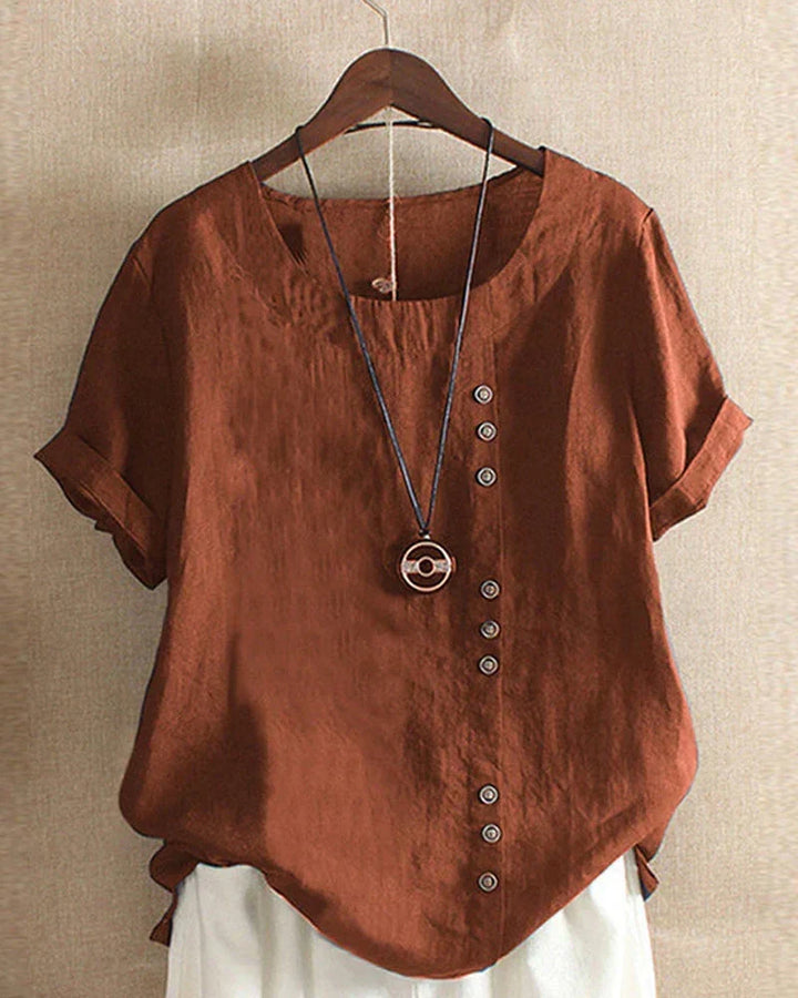 Women's Linen Blouse with Button-Up Front