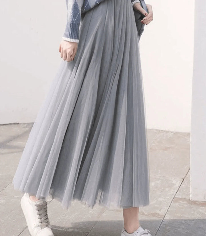 Women's Layered Tulle Midi Skirt