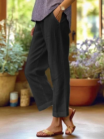 Women's Linen Pants with Wide-Leg Cut