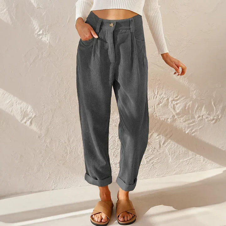 Women's Corduroy Wide-Leg Pants with High Waist