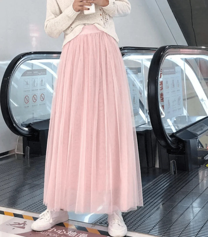 Women's Layered Tulle Midi Skirt