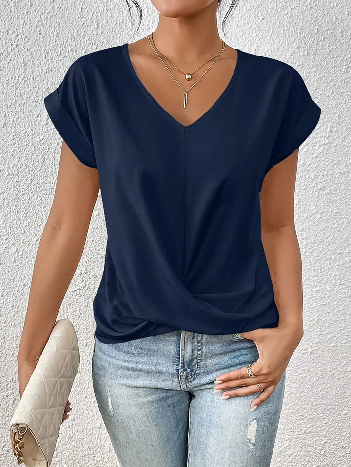 Women's V-Neck Top with Bow Accent
