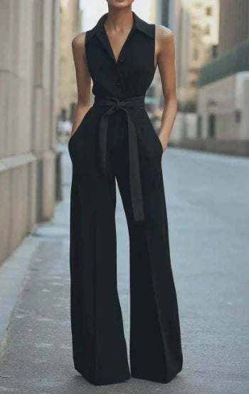 Women's Sleeveless Wide-Leg Jumpsuit with a Relaxed Fit