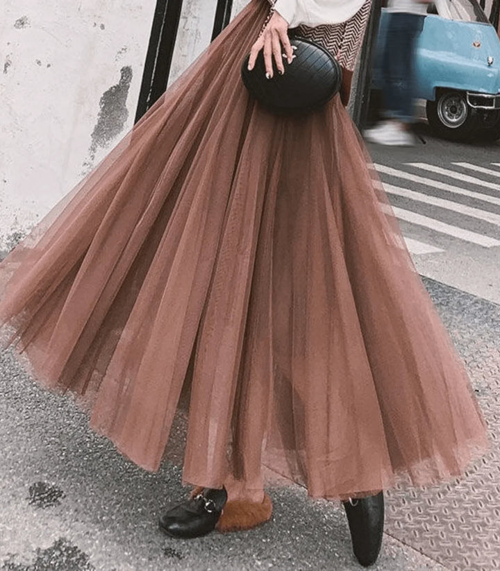 Women's Layered Tulle Midi Skirt