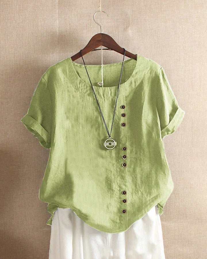 Women's Linen Blouse with Button-Up Front