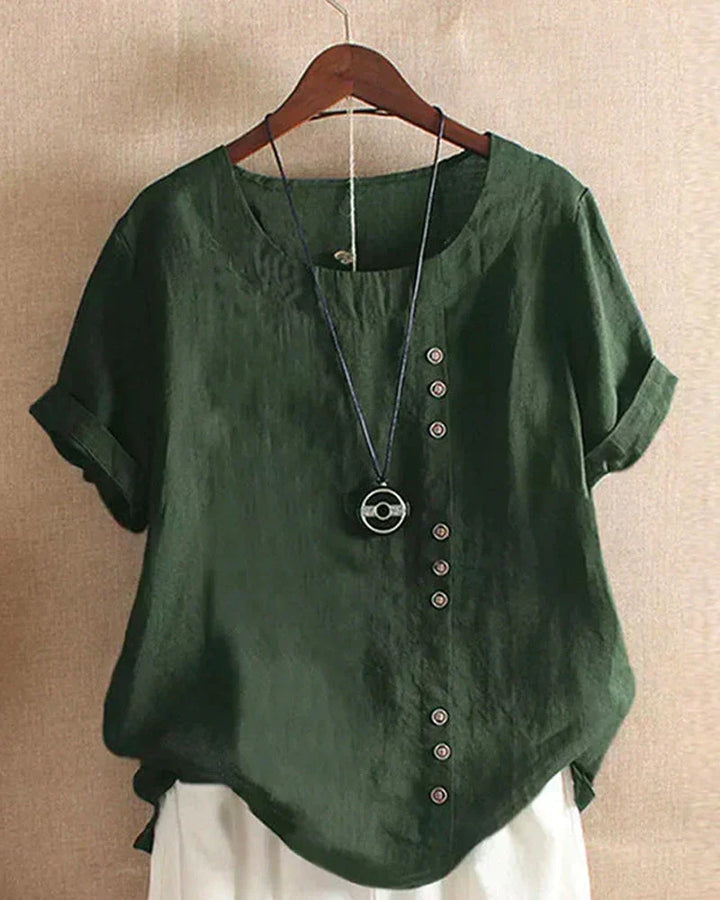 Women's Linen Blouse with Button-Up Front