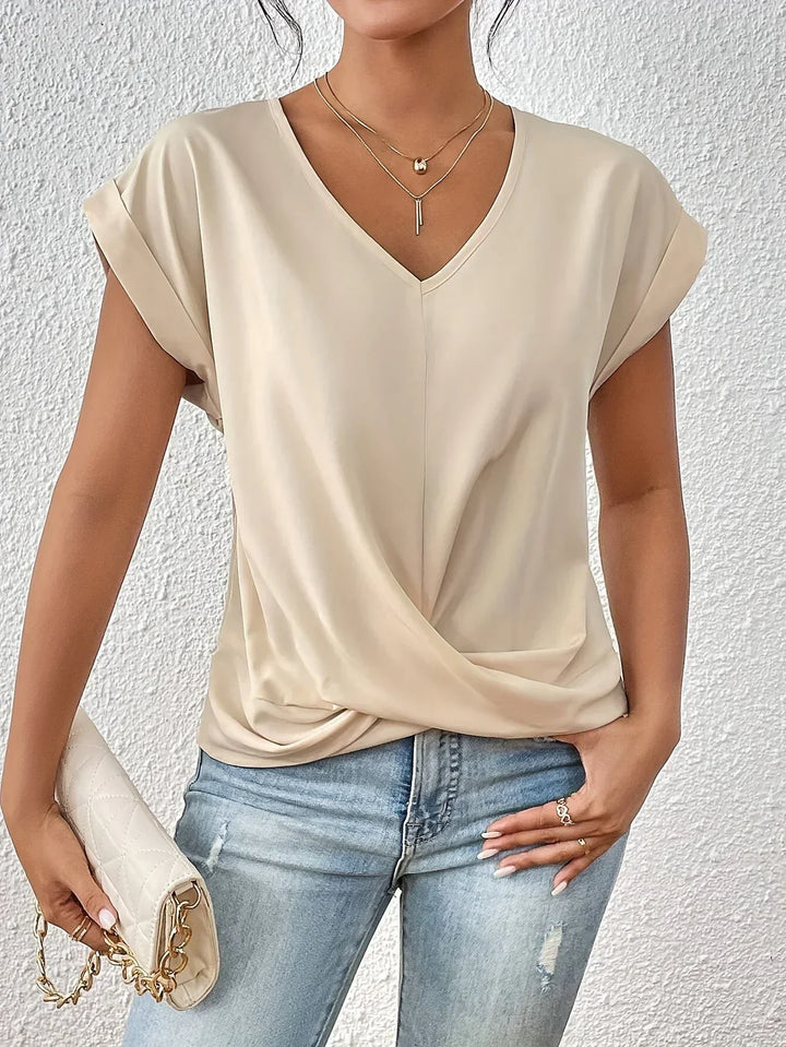 Women's V-Neck Top with Bow Accent