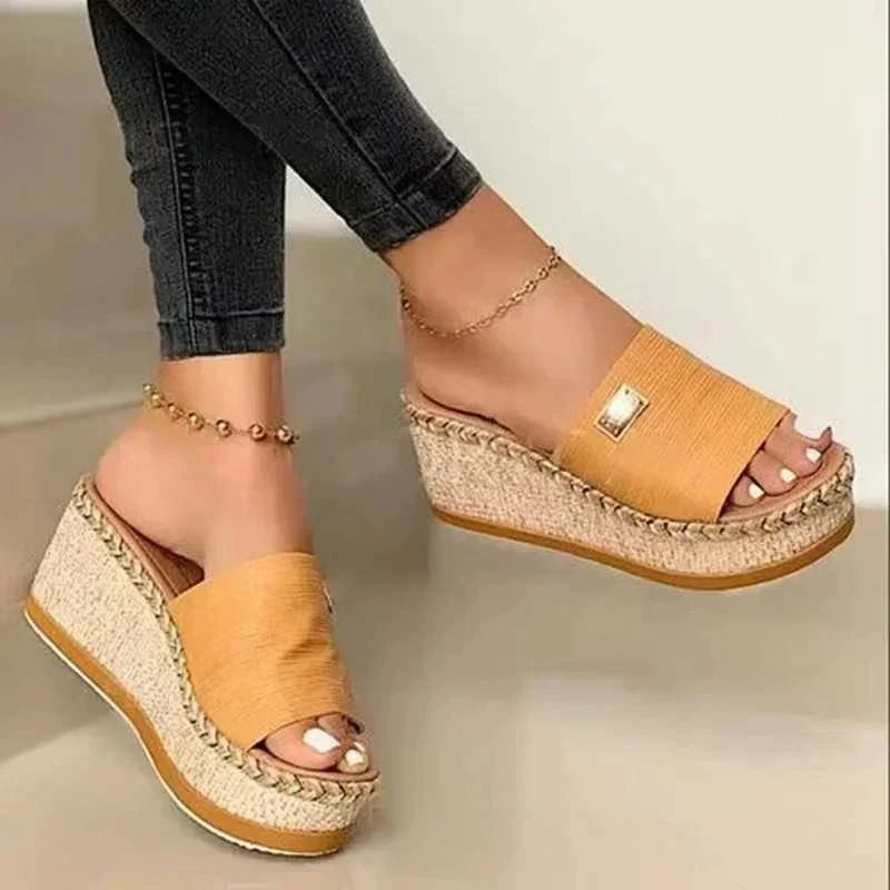 Women's Platform Sandals with Braided Jute Sole
