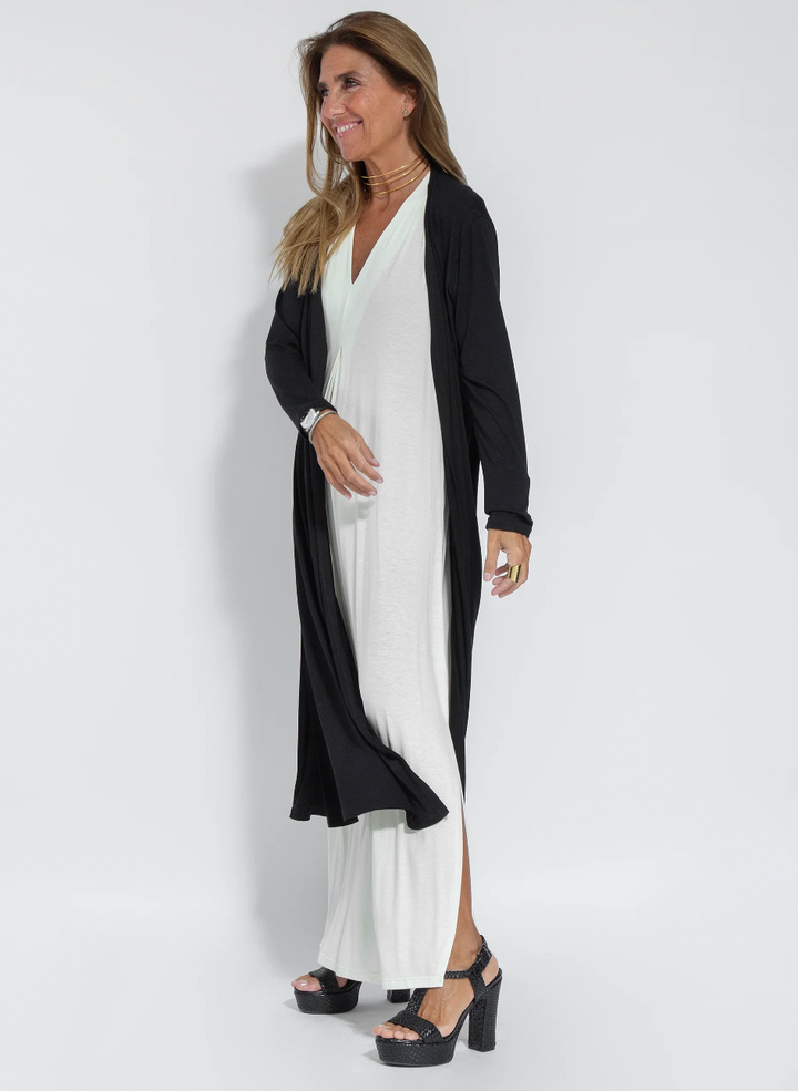 Sleeveless Maxi Dress and Matching Vest, Full-Length Set