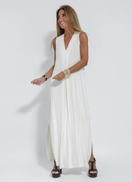 White dress + black vest