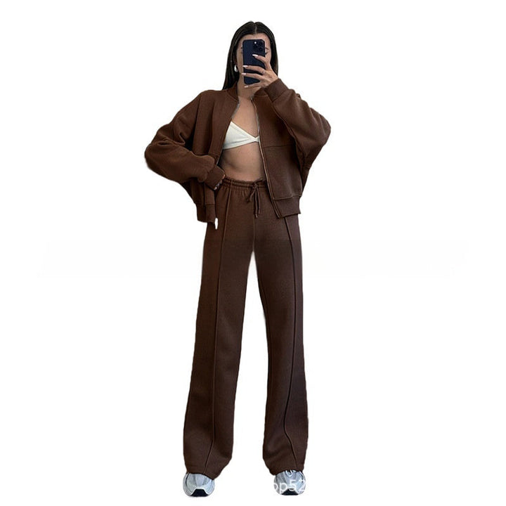 Modern Two-Piece Zip-Up Set with a Luxe Finish