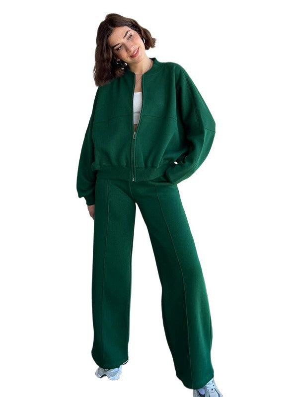 Modern Two-Piece Zip-Up Set with a Luxe Finish