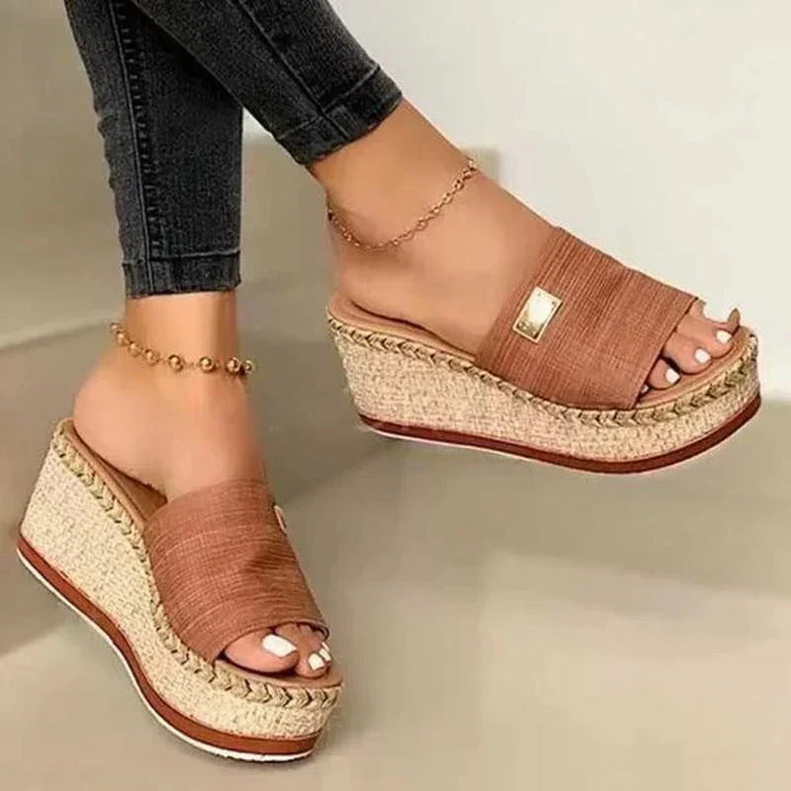Women's Platform Sandals with Braided Jute Sole