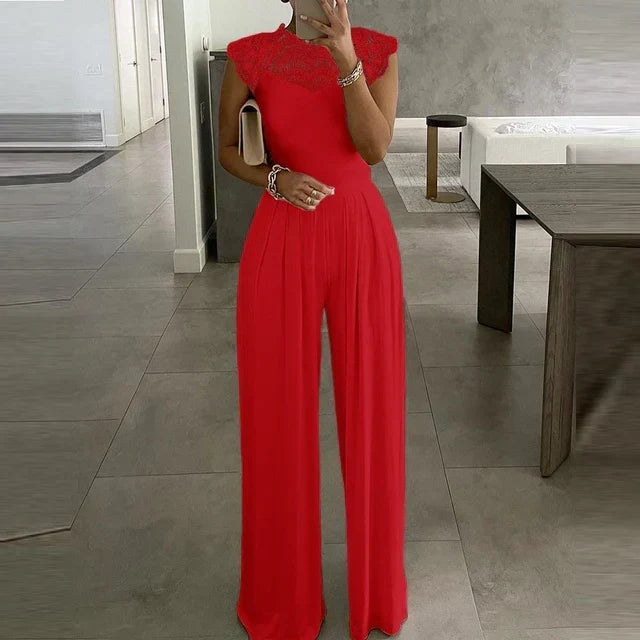 Women's Crepe Evening Jumpsuit with Wide Leg