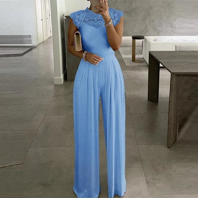 Women's Crepe Evening Jumpsuit with Wide Leg