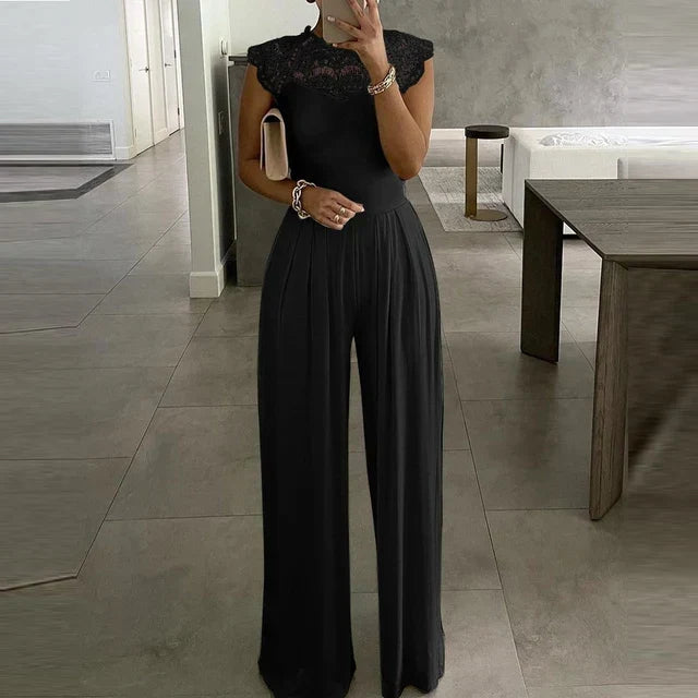 Women's Crepe Evening Jumpsuit with Wide Leg