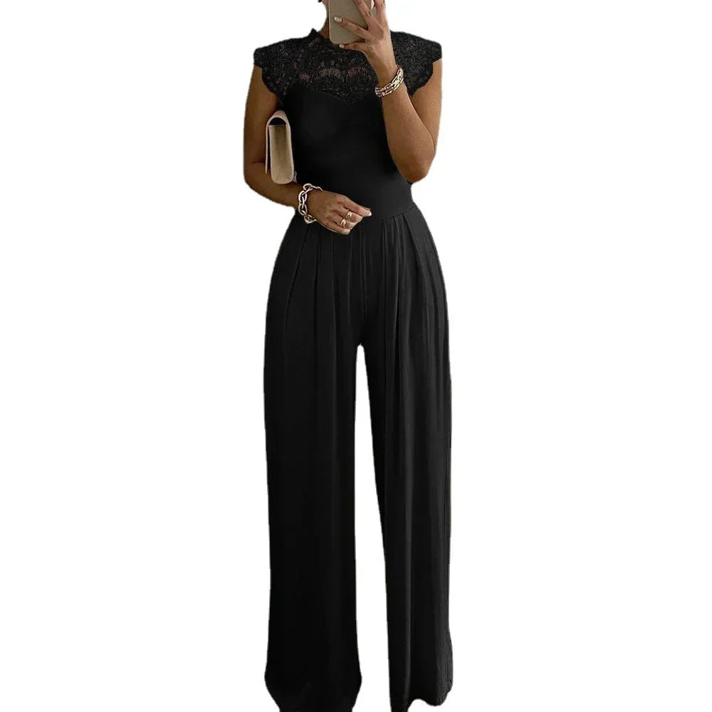 Women's Crepe Evening Jumpsuit with Wide Leg