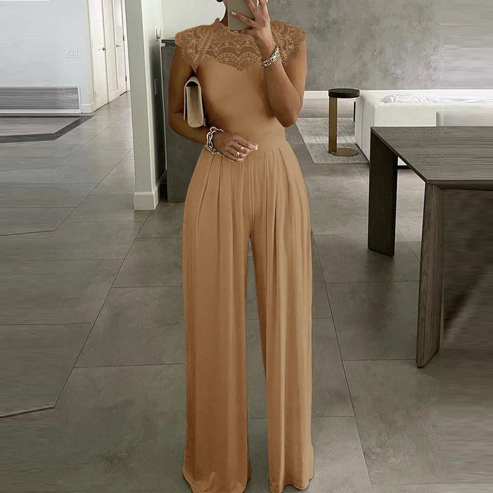 Women's Crepe Evening Jumpsuit with Wide Leg