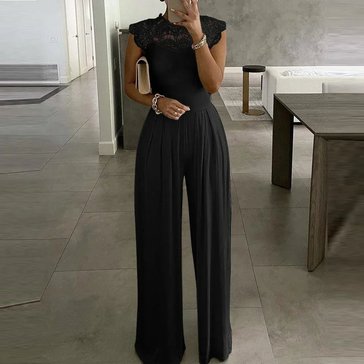 Women's Crepe Evening Jumpsuit with Wide Leg